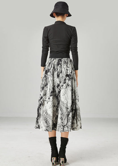 White Tie Dye Cotton a Line Skirt Summer