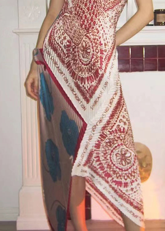 Photo Color Asymmetrical Print Cotton Dress Summer