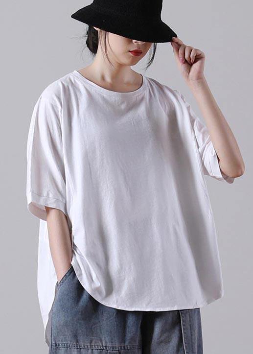 Fitted White Half Sleeve Cotton Summer Tops