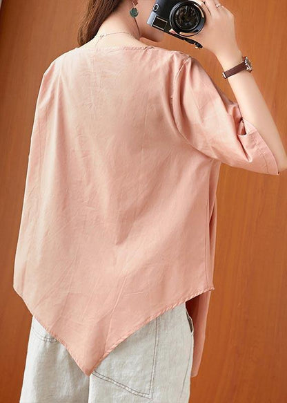 Orange Embroideried Cinched Linen Summer Shirts