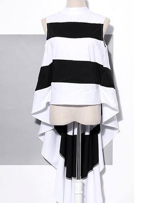 White Patchwork Bluelow High Design Blouses