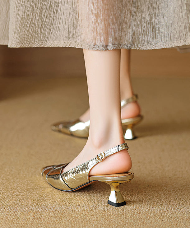Splicing High Heels Silver Sheepskin Pointed Toe