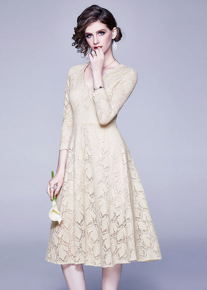 Apricot Lace Cinch Dresses Zip Up Color Bracelet Sleeve