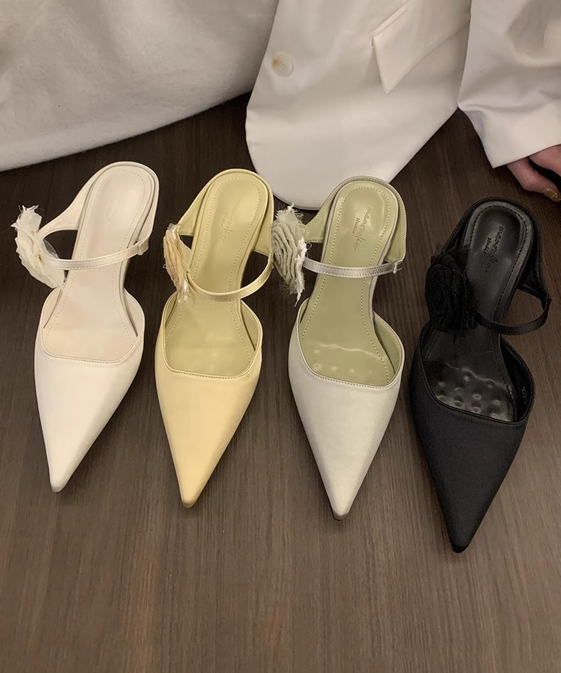 Black Splicing Stiletto Slide Sandals Pointed Toe