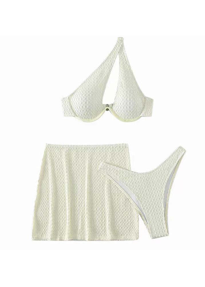 White One-shoulder Bikini Swimwear Set