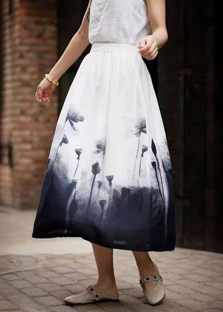 Colorblock Tie Dye Elastic Waist a Line Skirts Summer
