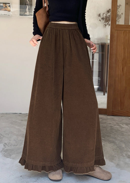 Coffee Pockets High Waist Corduroy Pants