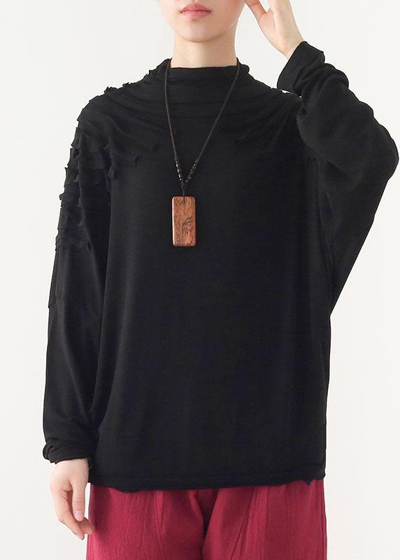 Boutique Black O-neck Fall Cotton Cozy Sweater