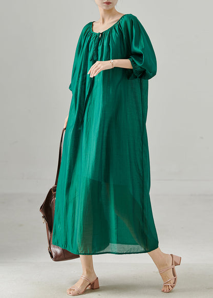 Peacock Green Oversized Cotton Dresses Fall
