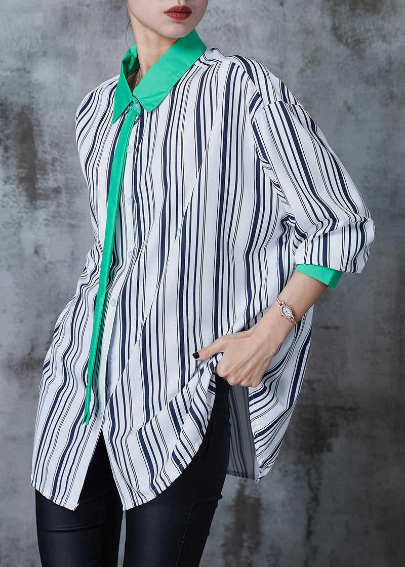 Diy Black Striped Patchwork Cotton Shirt Tops Summer