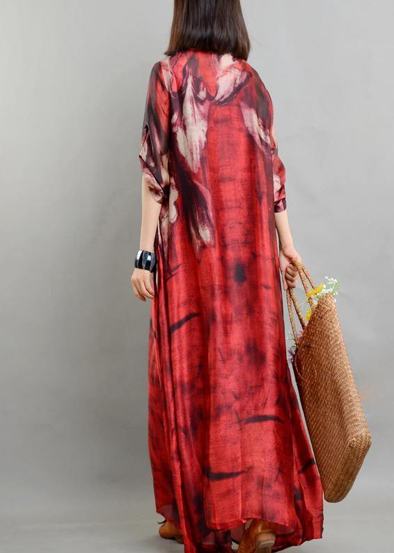 Red Print Asymmetrical Design Two Pieces Set
