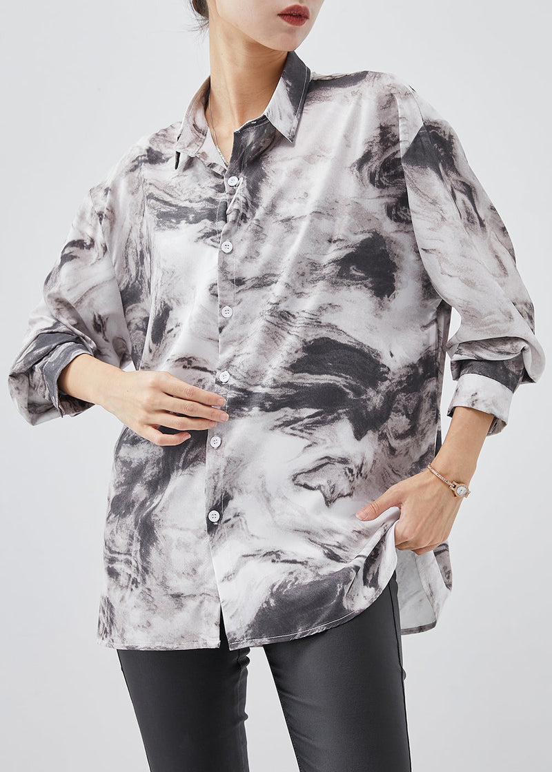 White Oversized Tie Dye Cotton Top Spring