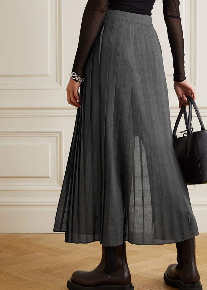 Stylish Grey Patchwork Wrinkled Skirt Spring