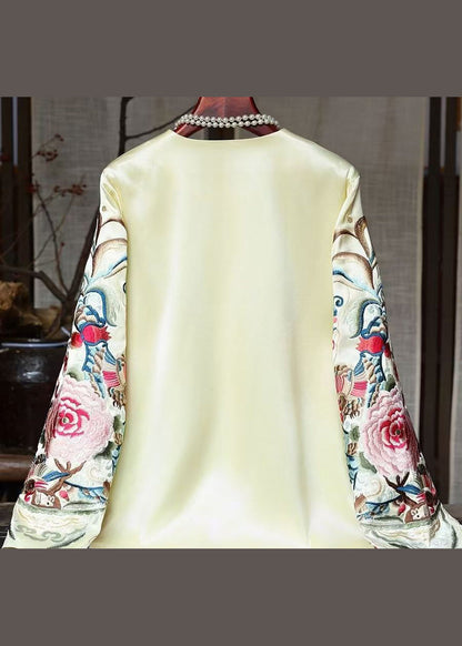 New Black Print Chinese Button Silk Coats Spring