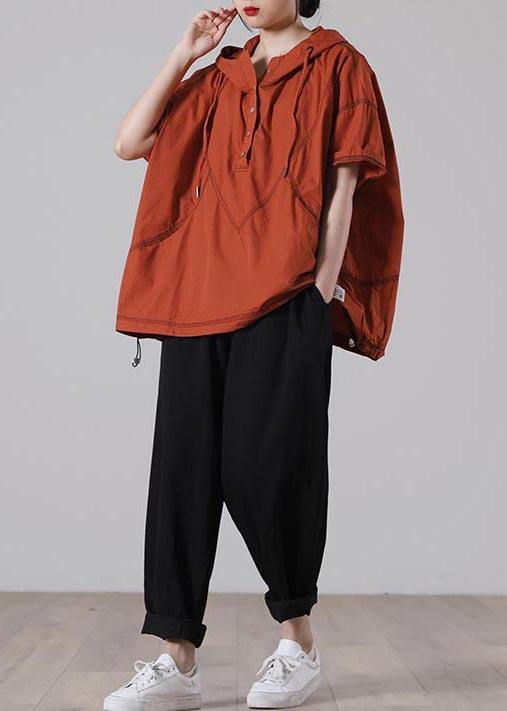 Organic Orange Button Cotton Summer Top