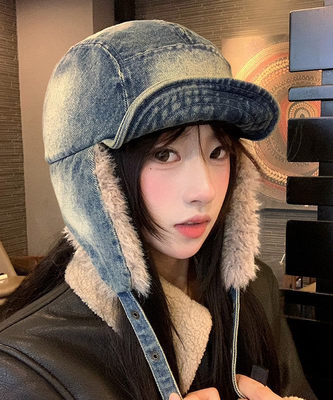 New Denim Winter Warm Fleece Ear Protection Hat