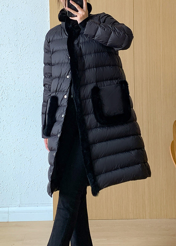Khaki Pockets the Rabbit Wool Patchwork Duck Down Coats Winter