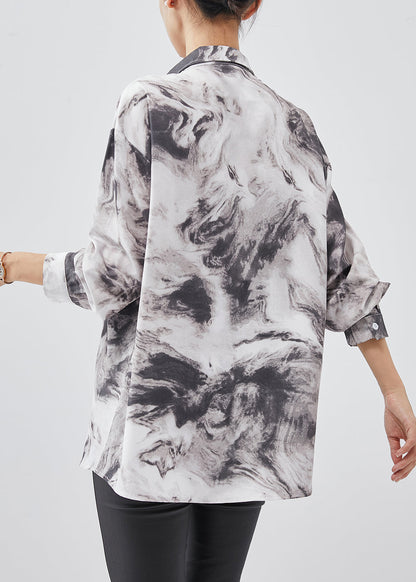 White Oversized Tie Dye Cotton Top Spring
