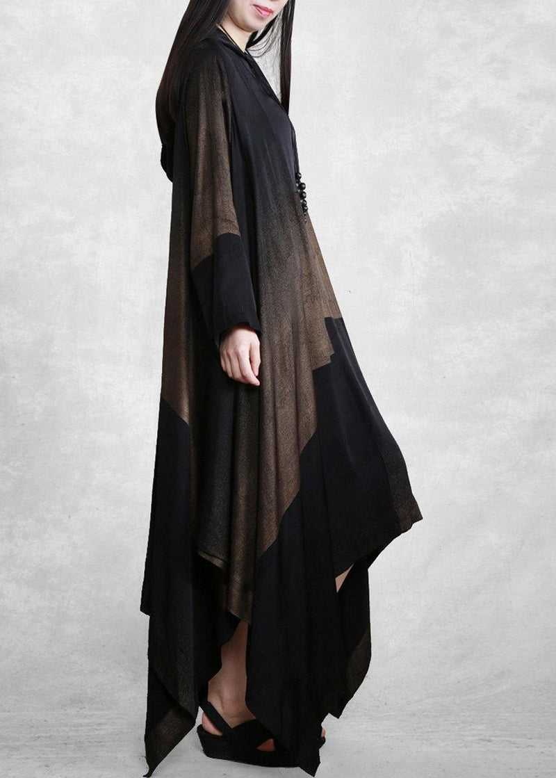 Hooded Outfits Black Long Dresses<