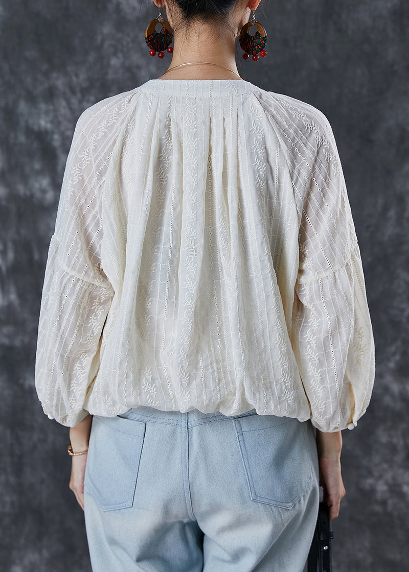 Diy White Embroidered Cotton Shirt Tops Summer
