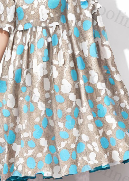 Print Wrinkled Silk Long Dress Summer