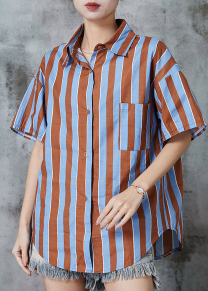 Colorblock Oversized Striped Cotton Top Summer