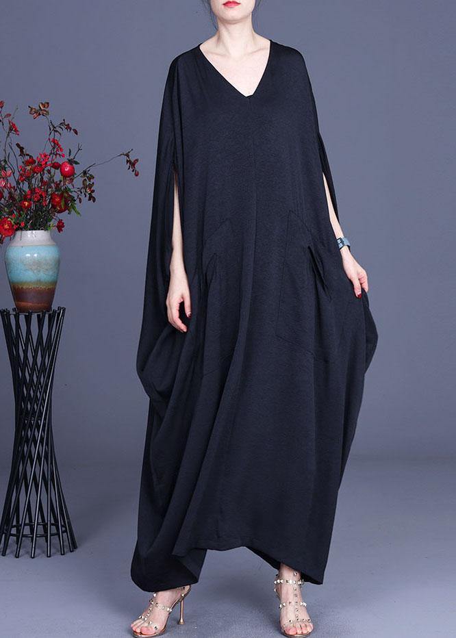 Diy Khaki Asymmetrical V Neck Summer Silk Sundress Bat Wing Sleeve
