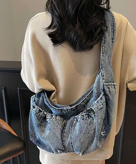 Blue Denim Pockets Large Capacity Crossbody Bag