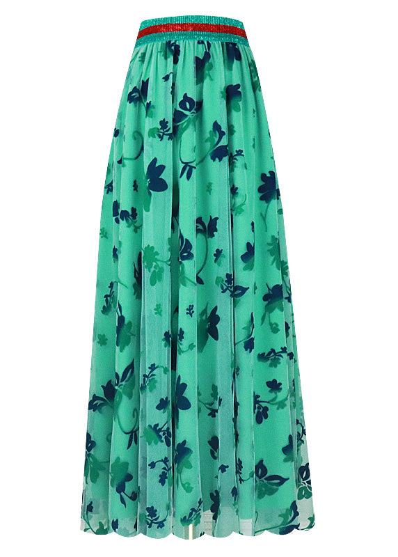 Organic Green Elastic Waist Tulle a Line Skirt Spring