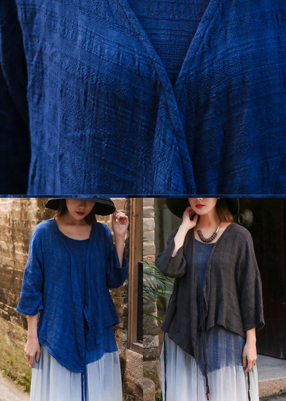 Black V Neck Cotton Cardigan Cinched Spring