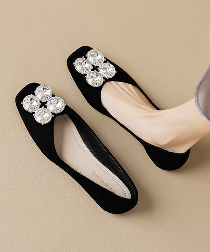 Silver Zircon Cowhide Leather Splicing Penny Loafers