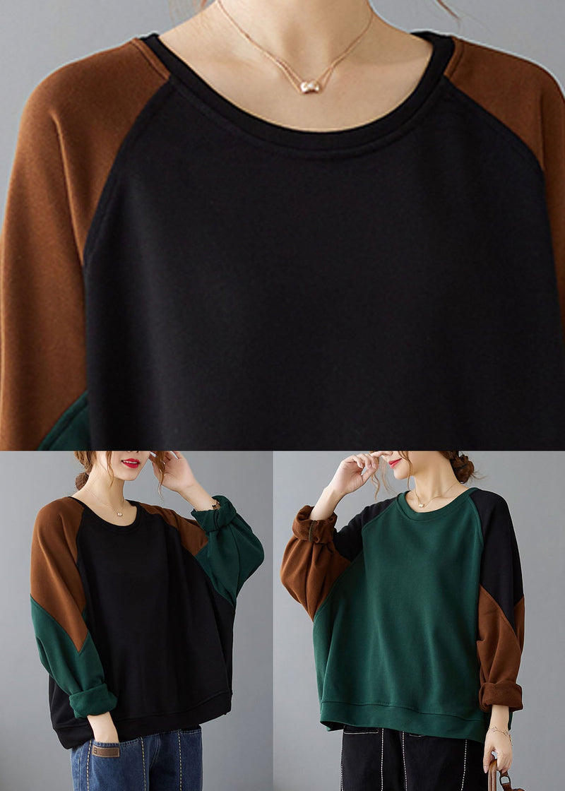 Unique Green O-neck Thick Sweatshirts Fall