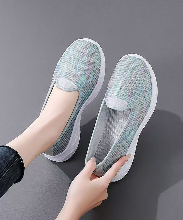Purple Flat Shoes for Knit Fabric Unique Flat Feet Shoes