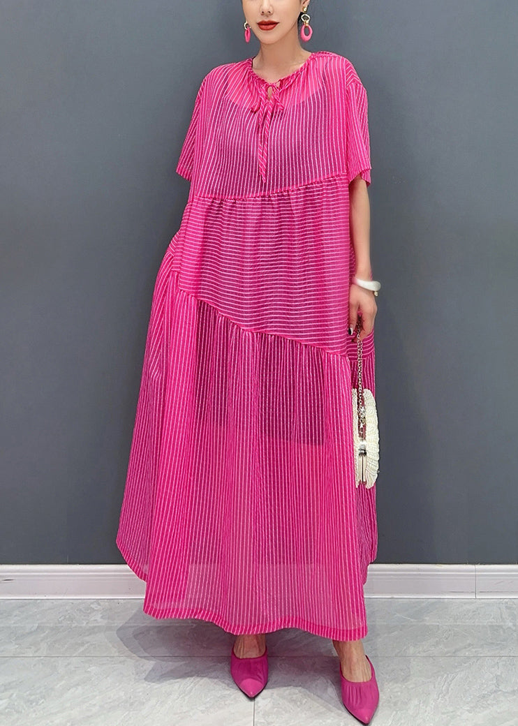 Rose Lace Up Pockets Cotton Long Dress Summer