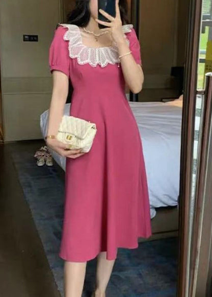 New Black Square Collar Cotton Dress Summer