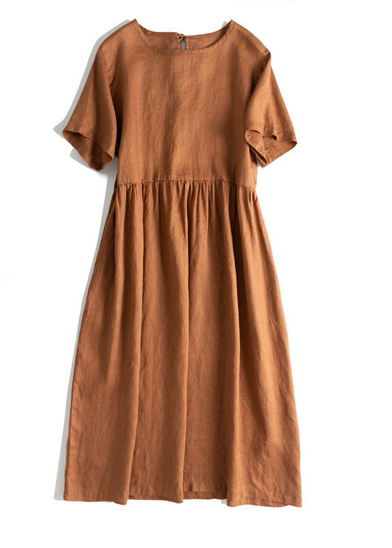 Black Tie Patchwork Linen Dresses Short Sleeve