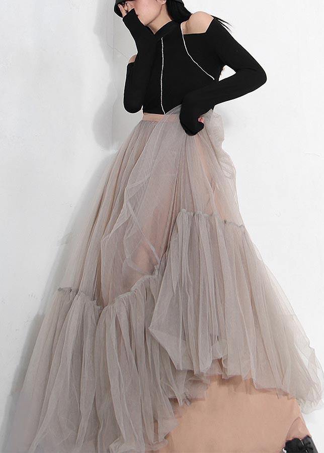 Grey Tulle Patchwork a Line Summer Skirts