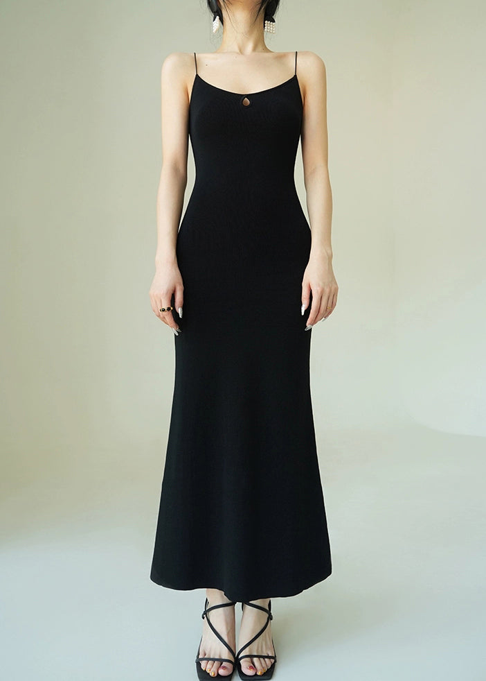 Black Knit Two Pieces Set O-neck Batwing Sleeve