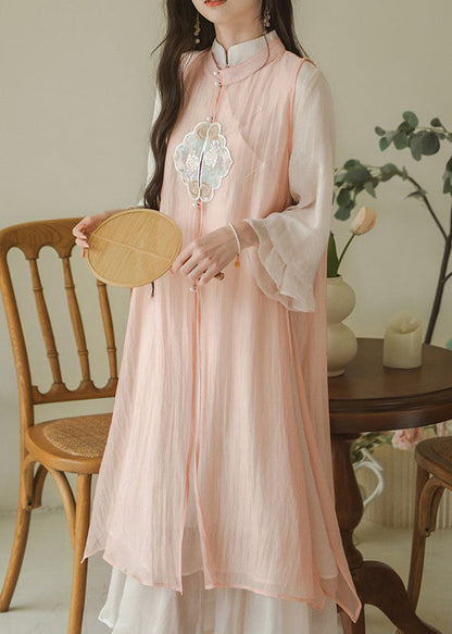 New Chinese Style Stand Collar Embroidered Dress Two-piece Set Autumn