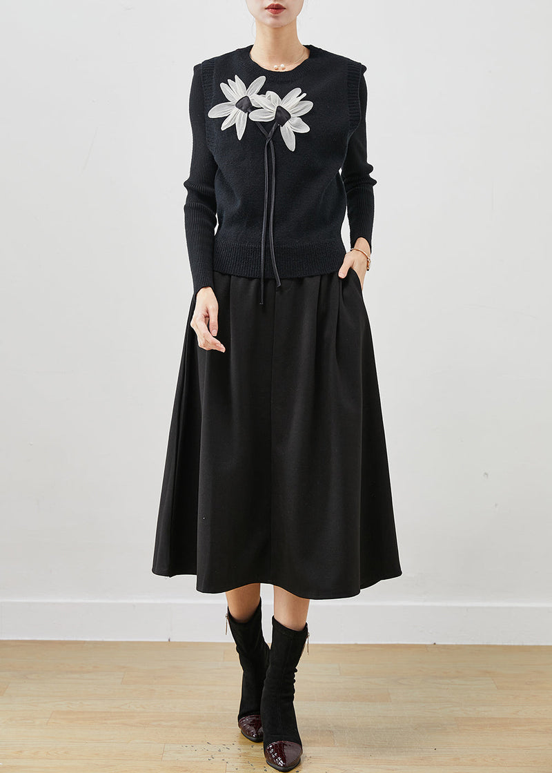 Black Silm Fit Three Piece Suit Set Winter