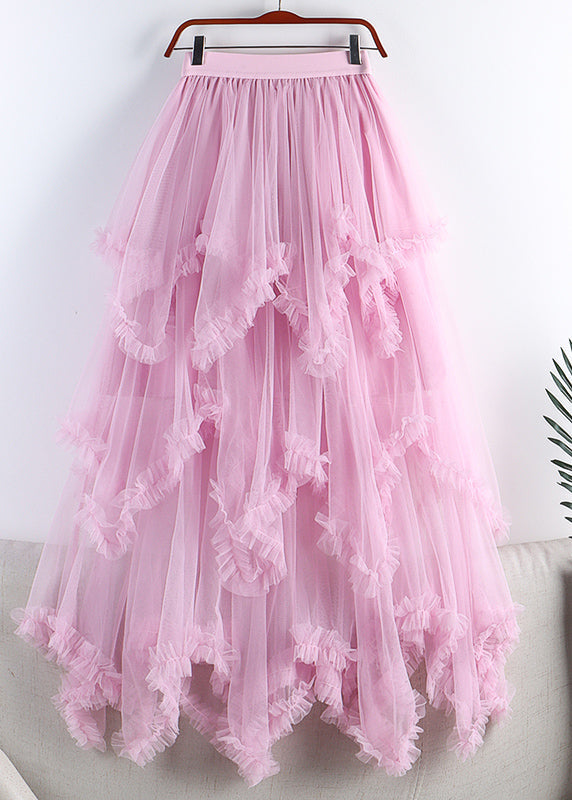 Organic Purple Elastic Waist Tulle a Line Skirts Spring