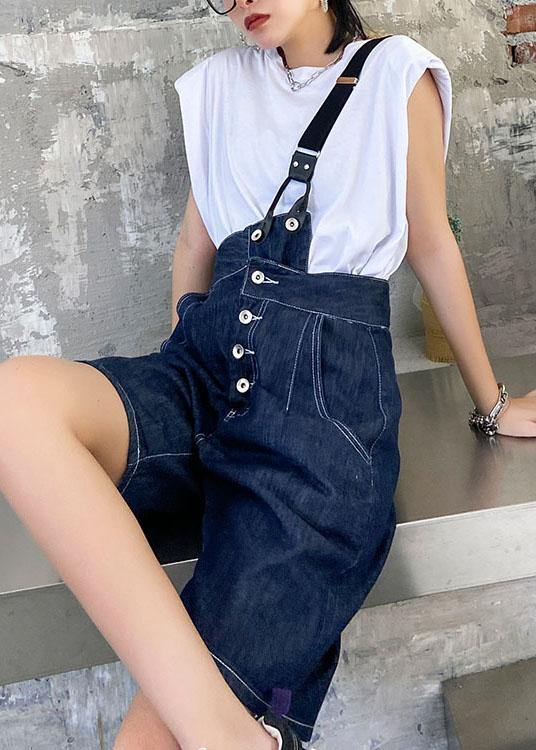 Summer Denim Blue Back With Button Five Pants