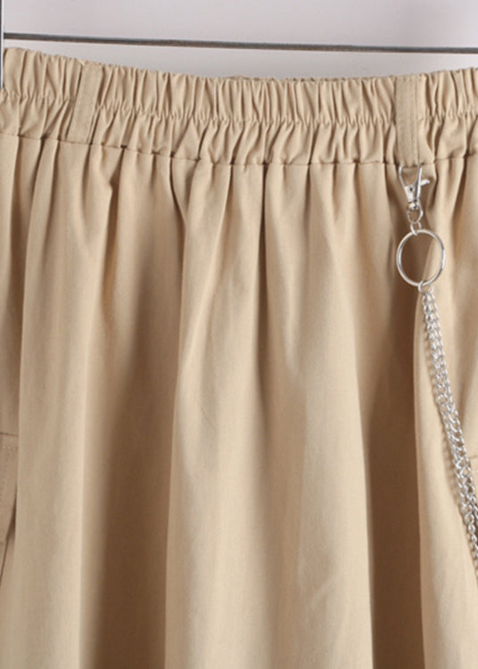 Apricot High Waist Pockets a Line Skirt Fall