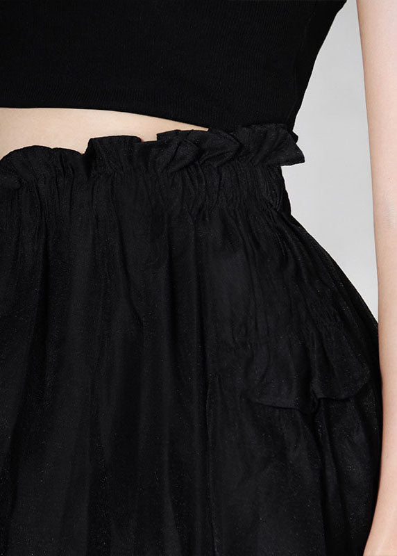 Diy Black Cinched Tulle Patchwork Skirt Spring