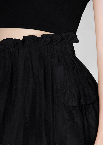 Diy Black Cinched Tulle Patchwork Skirt Spring
