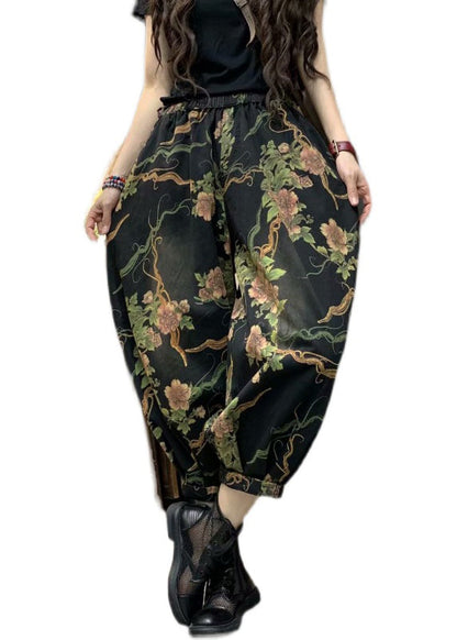 Autumn New Print Elastic Waist Denim Lanterns Pants