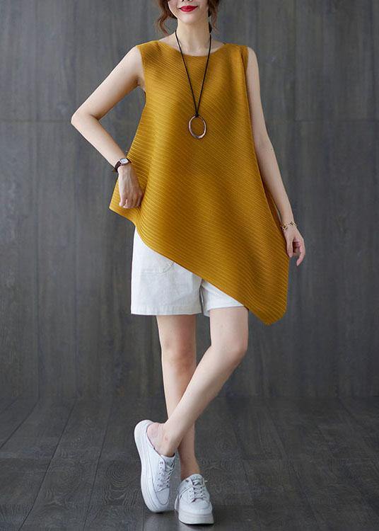 Diy Yellow Asymmetrical Design Blouses Summer