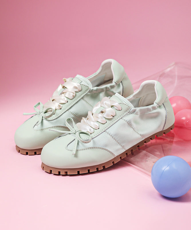 Bow Splicing Cross Strap Flat Shoes Pink Faux Leather