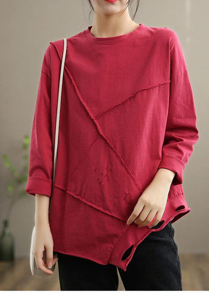 Black Tops O Neck Hole Oversized Spring Blouses