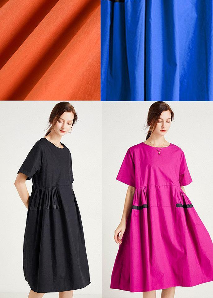 Rose Pockets Summer Cotton Short Sleeve Party Dress